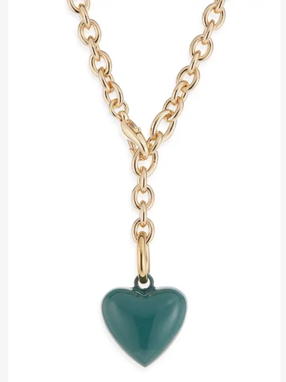 New Roxanne Assoulin small puffy heart Necklace with dark green Heart Pendant
